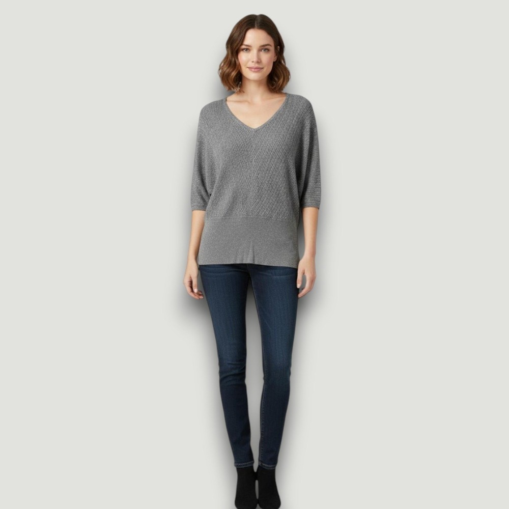 Lane Bryant‎ Womens Sweater Gray SIlver 14/16 Metallic Glam Futurism Casual